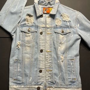 Mens Small Denim Distressed Jacket